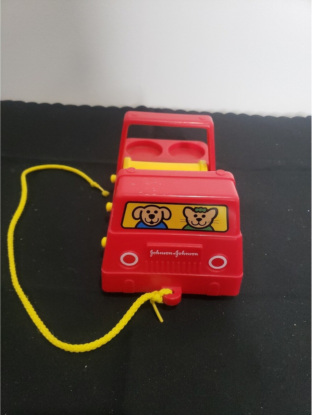 Johnson & Johnson Roller Car Vintage Red & Yellow Vintage 1982